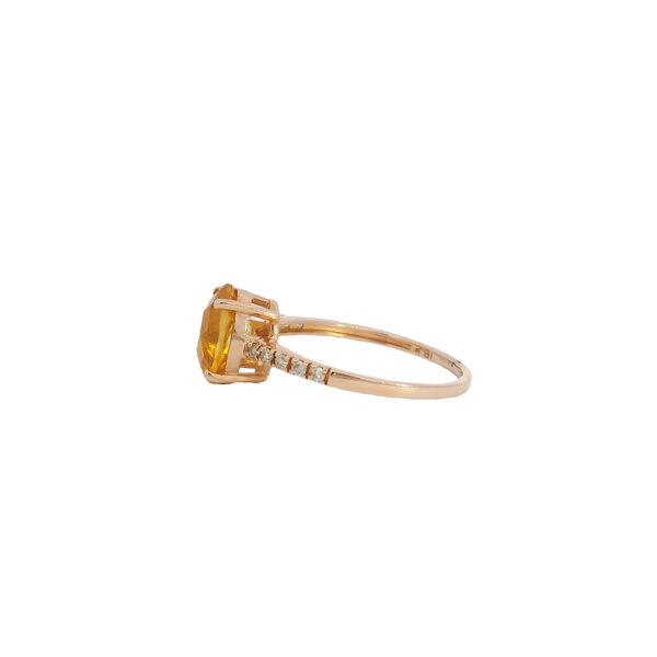 14K Rose Gold 1.85ct Oval Citrine .10ct Diamond Ring Size 7
