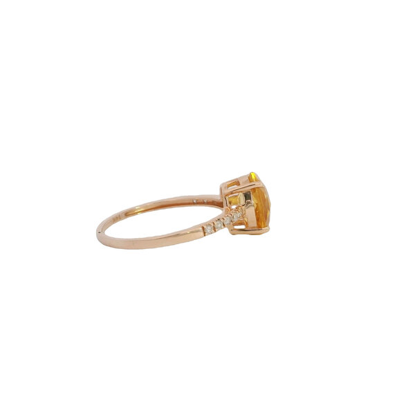 14K Rose Gold 1.85ct Oval Citrine .10ct Diamond Ring Size 7