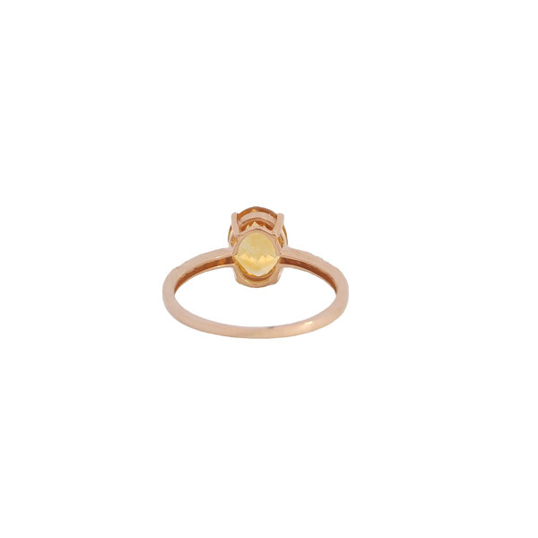 14K Rose Gold 1.85ct Oval Citrine .10ct Diamond Ring Size 7
