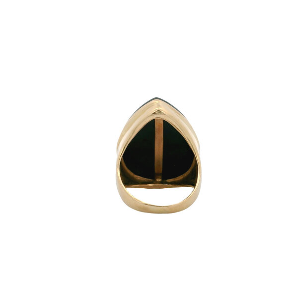 14KY 1970's Mabe Pearl & Onyx Ring Size 4.5