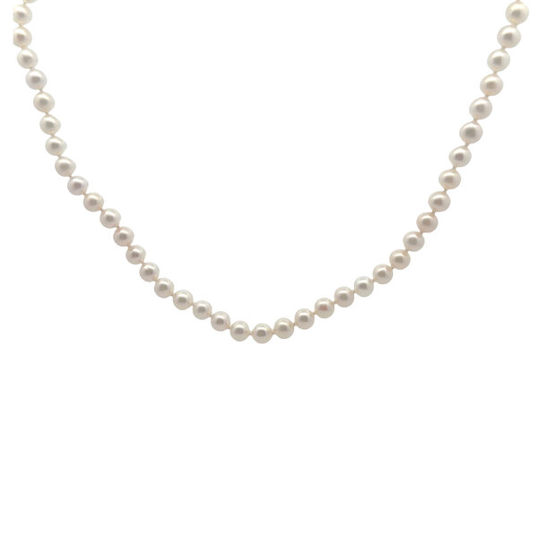 14K Yellow Gold 6-6.5mm White Freshwater Pearl Strand 16"