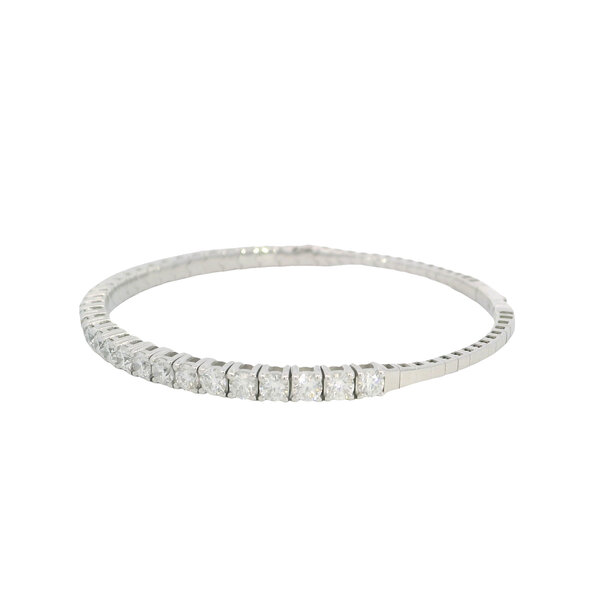 14K White Gold 3ct Lab Grown Diamond Flex Tennis Bangle