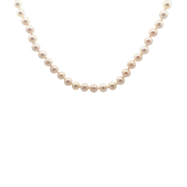 14K Yellow Gold 7.8-8mm White Freshwater Pearl Strand 18"
