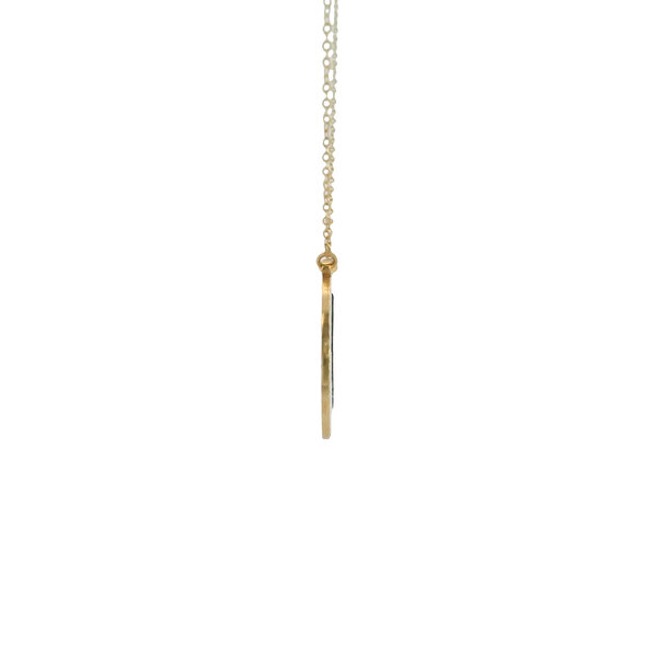 14K Yellow Gold Black & White Oval Mother of Pearl Split Chain 18"
