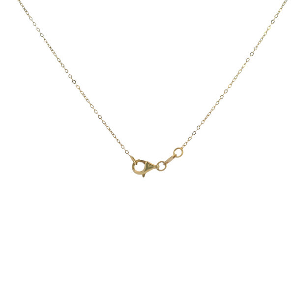 14K Yellow Gold Black & White Oval Mother of Pearl Split Chain 18"