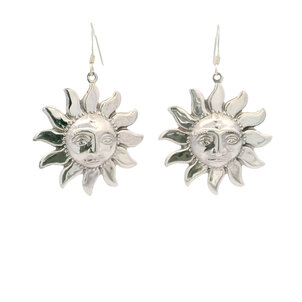 SS Textured 50x33mm Sun Dangle Earrings