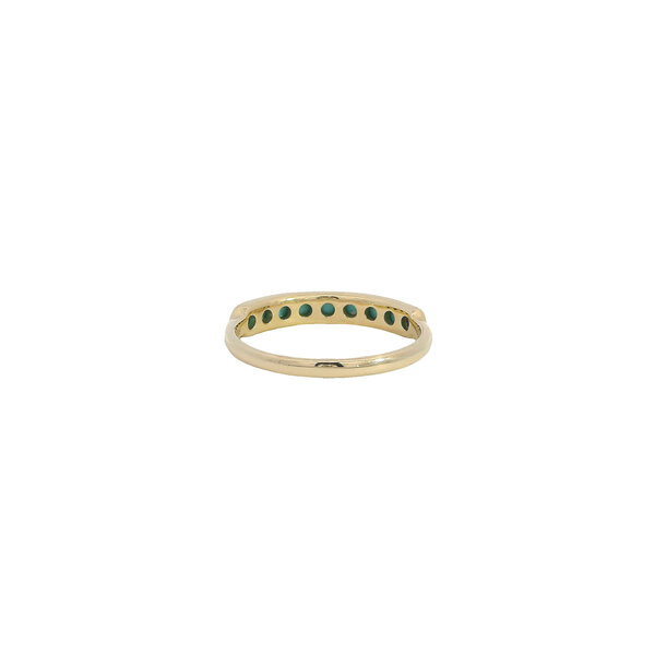 14K Yellow Gold .70ct Round Cabochon Turquoise Band Size 7