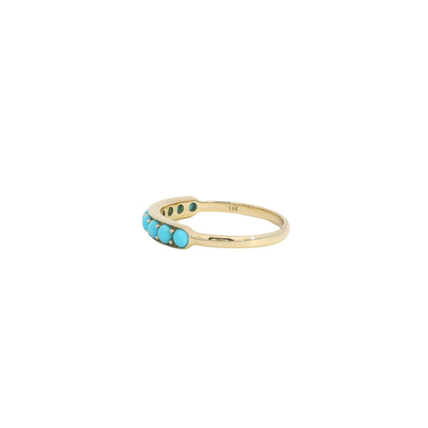 14K Yellow Gold .70ct Round Cabochon Turquoise Band Size 7