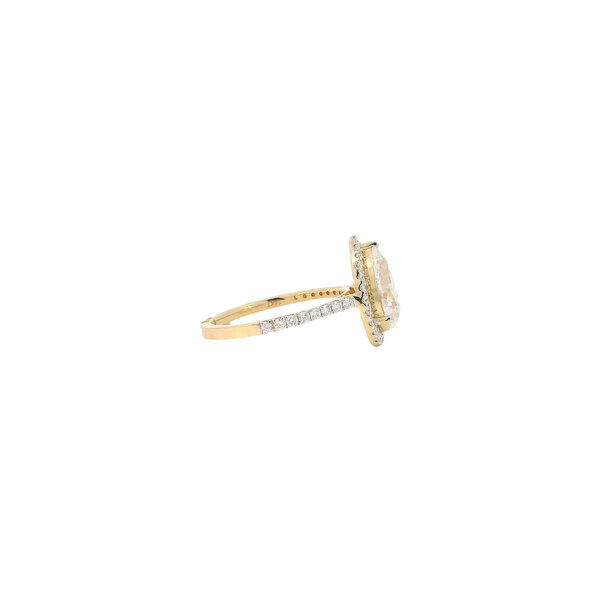 14K Yellow Gold 2ct Pear Lab Diamond .40ct Diamond Halo/Shank Ring Size 7
