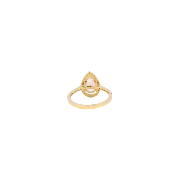 14K Yellow Gold 2ct Pear Lab Diamond .40ct Diamond Halo/Shank Ring Size 7