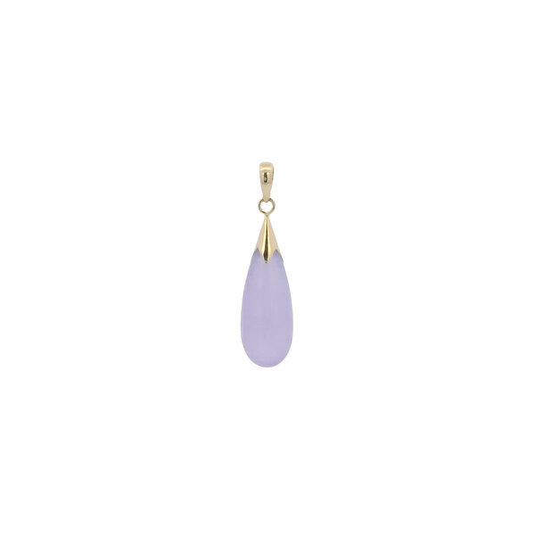 14K Yellow Gold 31x8mm Lavender Jade Pendant