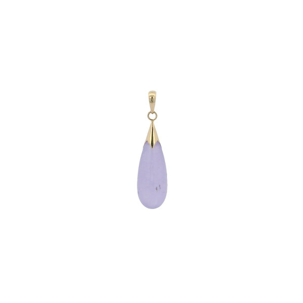 14K Yellow Gold 31x8mm Lavender Jade Pendant