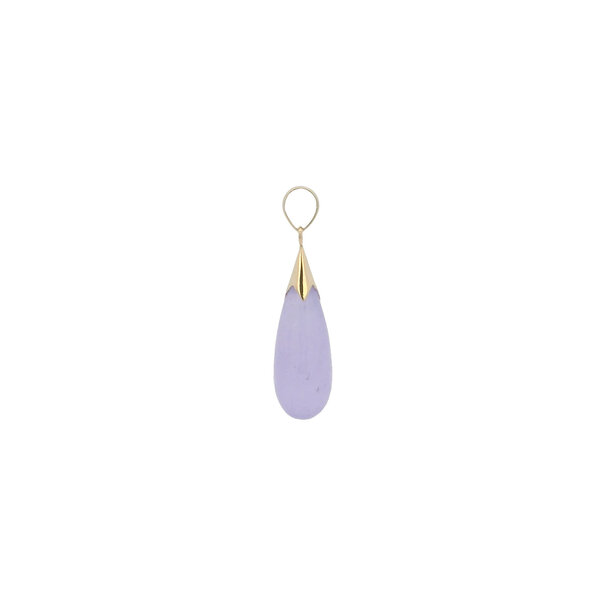 14K Yellow Gold 31x8mm Lavender Jade Pendant