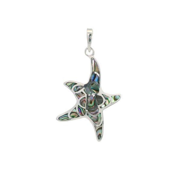 Sterling Silver 45x25mm Abalone Starfish Pendant