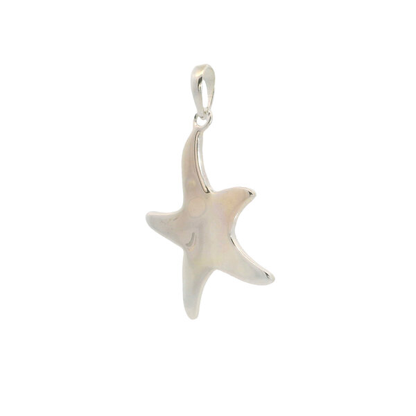 Sterling Silver 45x25mm Abalone Starfish Pendant