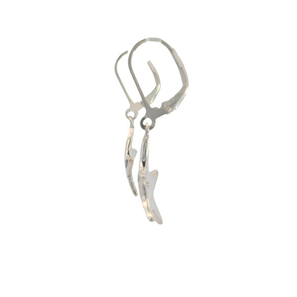 Sterling Silver 34x14mm Abalone Starfish Lever Back Earrings