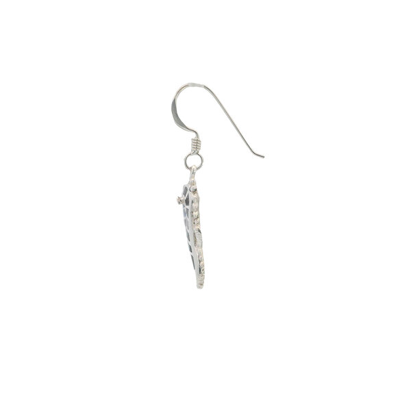 Sterling Silver 35x13mm Abalone Seahorse Dangle Earrings