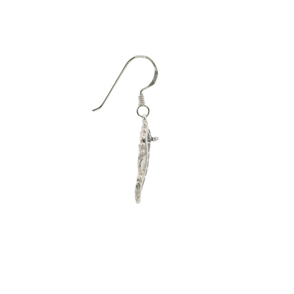 Sterling Silver 35x13mm Abalone Seahorse Dangle Earrings
