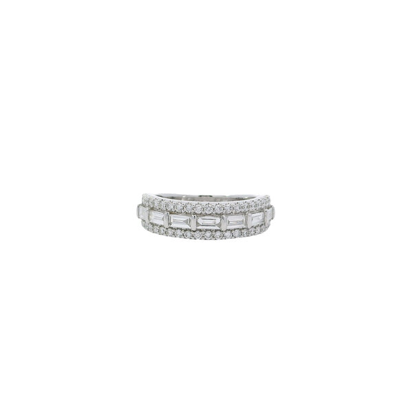 14K White Gold 1ct Lab Grown Diamond Triple Row Band Size 7.25