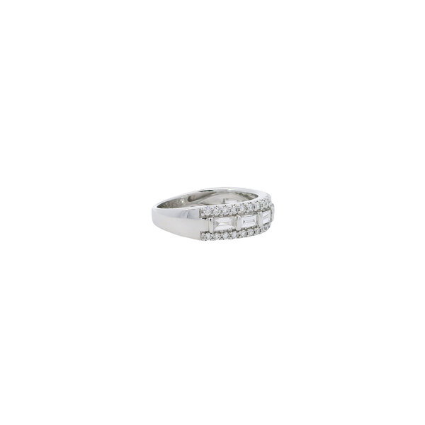 14K White Gold 1ct Lab Grown Diamond Triple Row Band Size 7.25