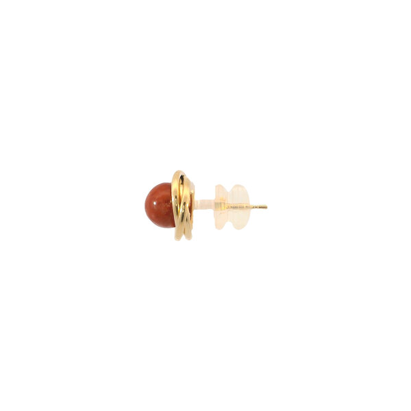 14K Yellow Gold 1970's 6mm Carnelian Ball Post Earrings