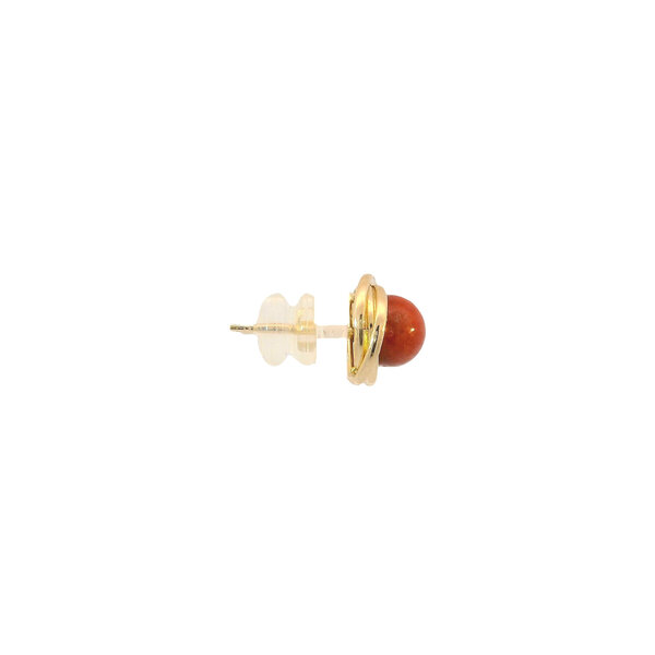 14K Yellow Gold 1970's 6mm Carnelian Ball Post Earrings