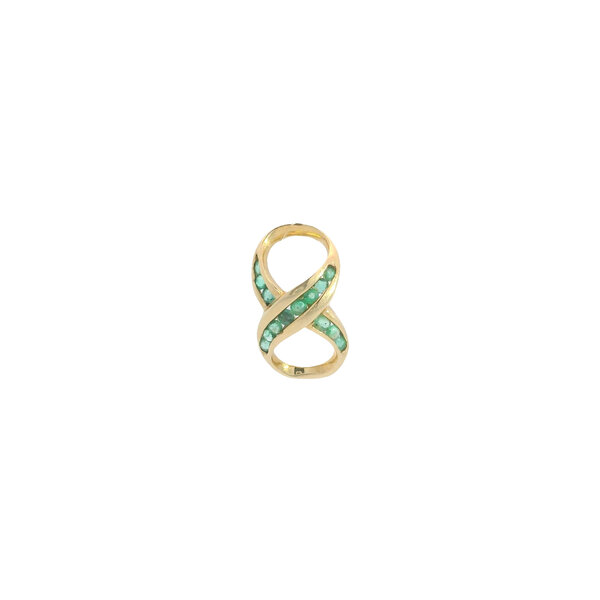 14K Yellow Gold Estate .65ct Emerald Infinity Pendant