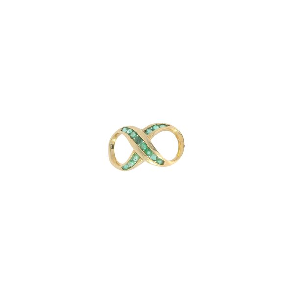 14K Yellow Gold Estate .65ct Emerald Infinity Pendant
