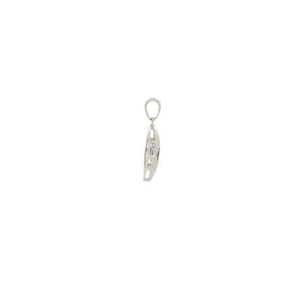 14K White Gold .60ct Black Onyx .05ct Diamond Patterned Pendant 23x16mm