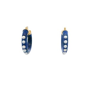 14KY 27x5mm Lapis & Pearl Hoops
