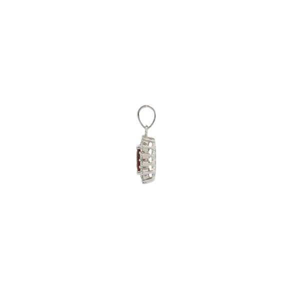 10K White Gold 1.01ct Oval Ruby & .25ct Diamond Pendant 18x9mm