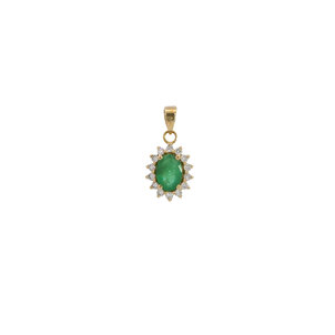 14KY .68ct Oval Emerald & .25ct Dia Pendant