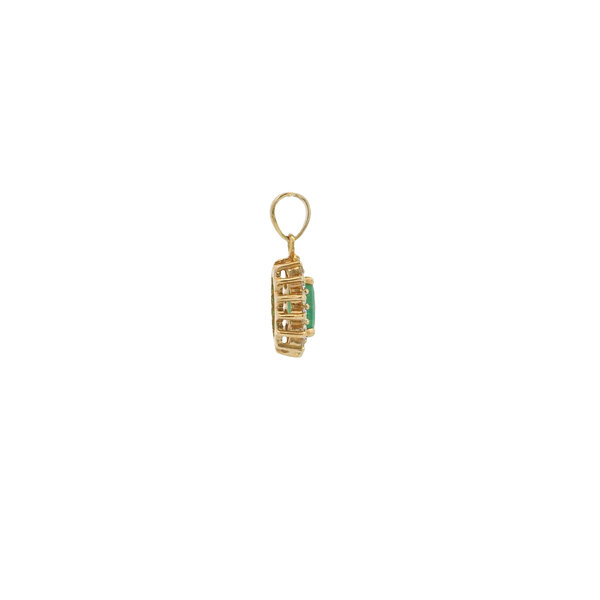 14K Yellow Gold .68ct Oval Emerald & .25ct Diamond Pendant