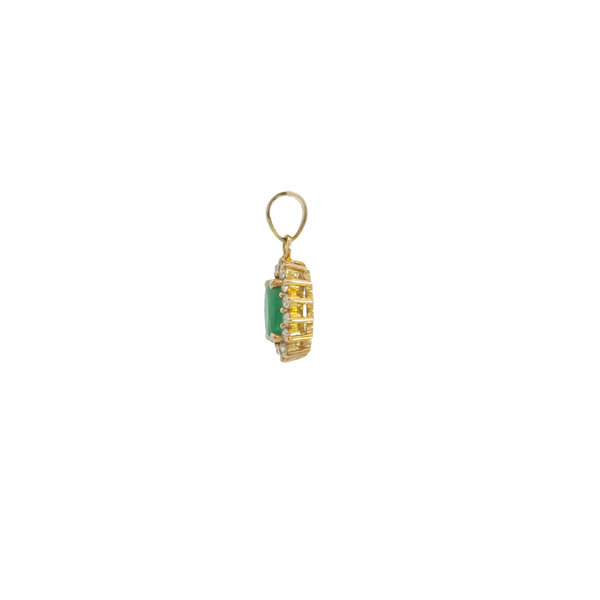14K Yellow Gold .68ct Oval Emerald & .25ct Diamond Pendant