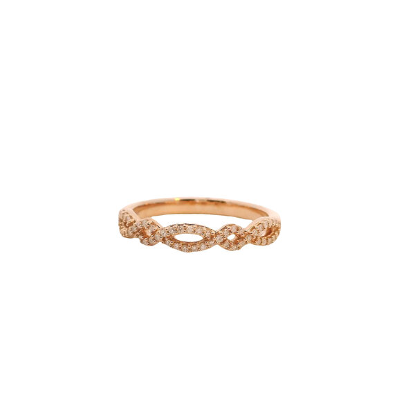 10K Rose Gold .15ct Diamond Twisted Band Size 7