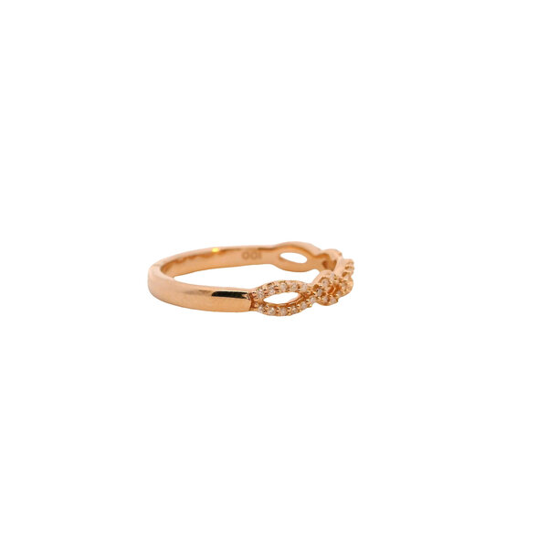 10K Rose Gold .15ct Diamond Twisted Band Size 7