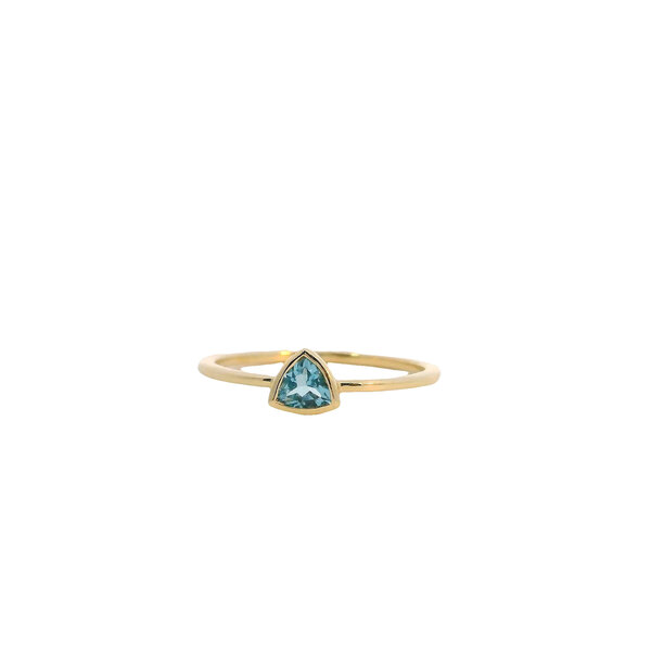 10K Yellow Gold .35ct Bezel Set Blue Topaz Ring Size 6.75