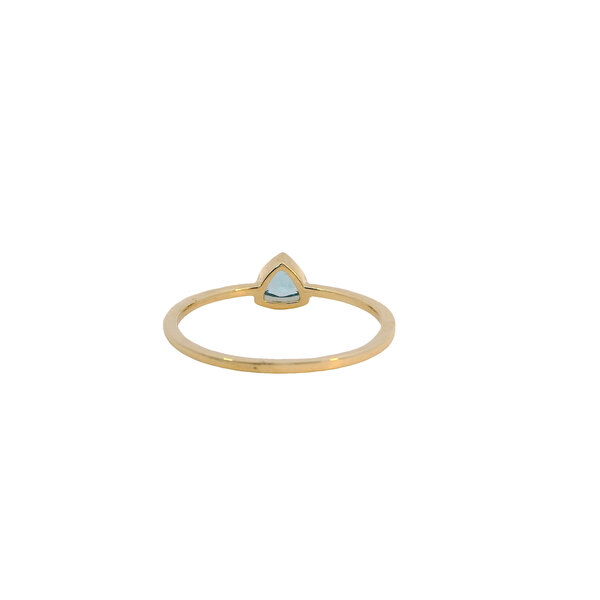 10K Yellow Gold .35ct Bezel Set Blue Topaz Ring Size 6.75