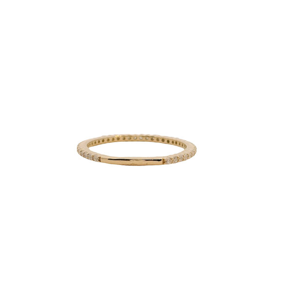 14K Yellow Gold .28ct Diamond UProng Thin Stackable Size 6.5