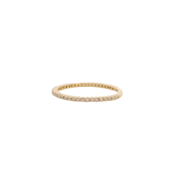 14K Yellow Gold .28ct Diamond UProng Thin Stackable Size 6.5