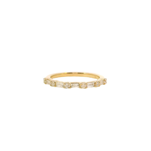 14K Yellow Gold .45ct Baguette & Round Diamond Band Size 6.5