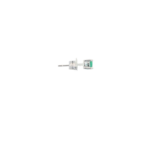 Sterling Silver .75ct Natural Round Emerald Post Earrings