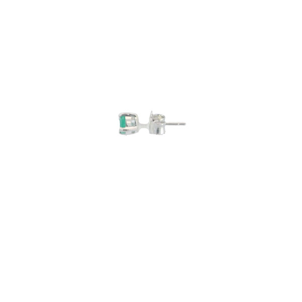 Sterling Silver .75ct Natural Round Emerald Post Earrings