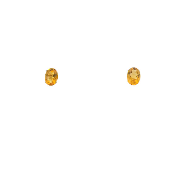 14K Yellow Gold 2.20ct Oval Citrine Post Earrings