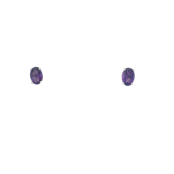 Sterling Silver 1.50ct Oval Natural Amethyst Post Earrings