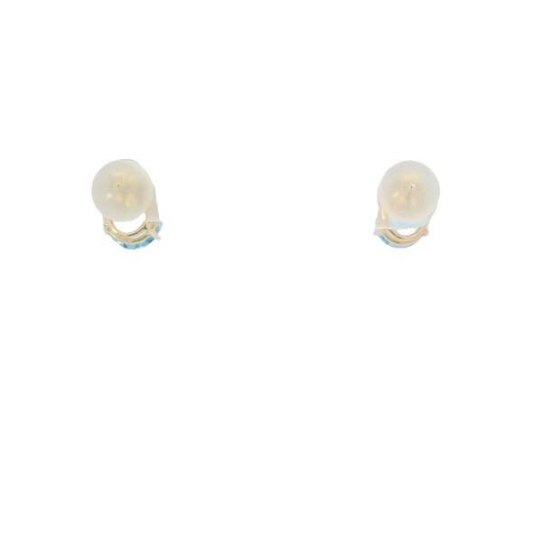 14K Yellow Gold 5.25ct Oval Blue Topaz Post Earrings