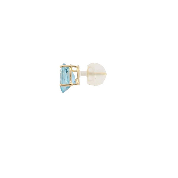 14K Yellow Gold 5.25ct Oval Blue Topaz Post Earrings