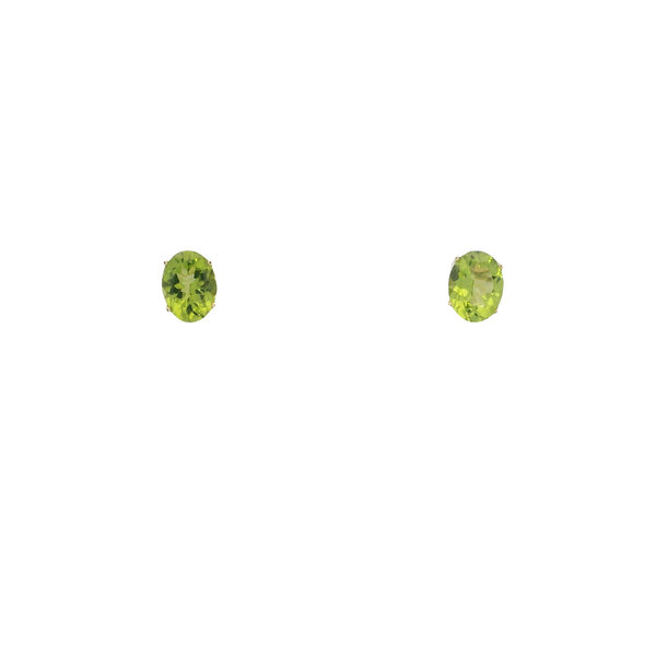 14K Yellow Gold 3.75ct Oval Peridot Post Earrings
