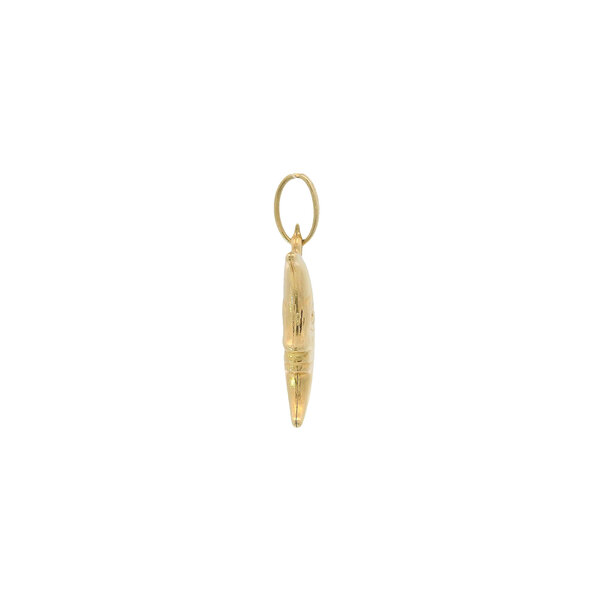 14K Yellow Gold Estate Italian Puffy Moon Pendant 26x18mm