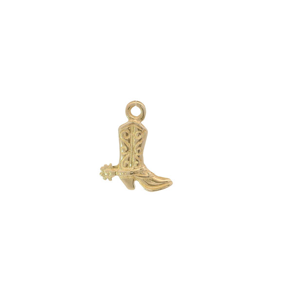 14K Yellow Gold Estate Engraved Cowboy Boot Charm 17x14mm